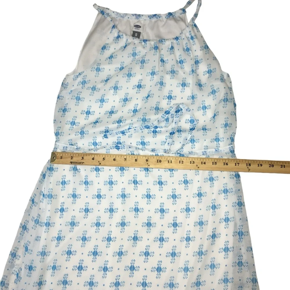 NWT Old Navy Geometric Print White Blue Long Maxi Dress - Women’s XS - Picture 4 of 12
